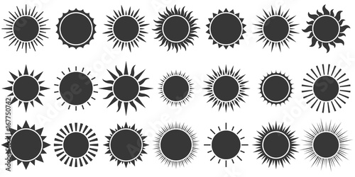 Fototapeta Set of sun icon in silhouette design