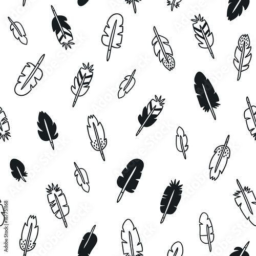Black doodle feathers pattern © Stolenpencil
