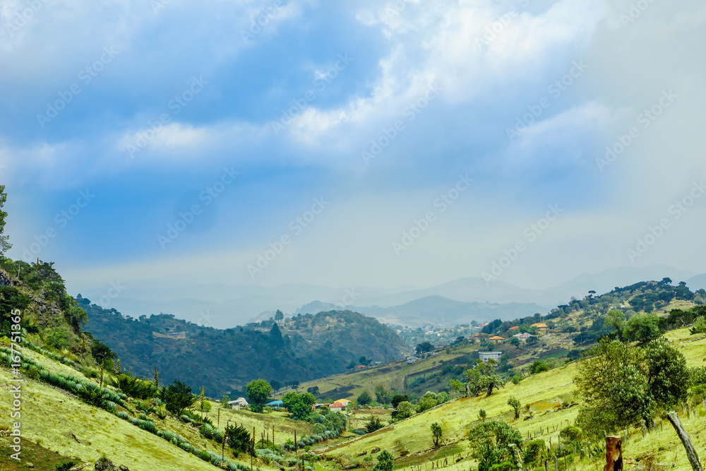 View on mountain landscape by Todos Santos Cuchumatan in Guatemala