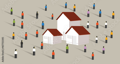 buy home housing affordable mortgage people crowd standing around property market photo