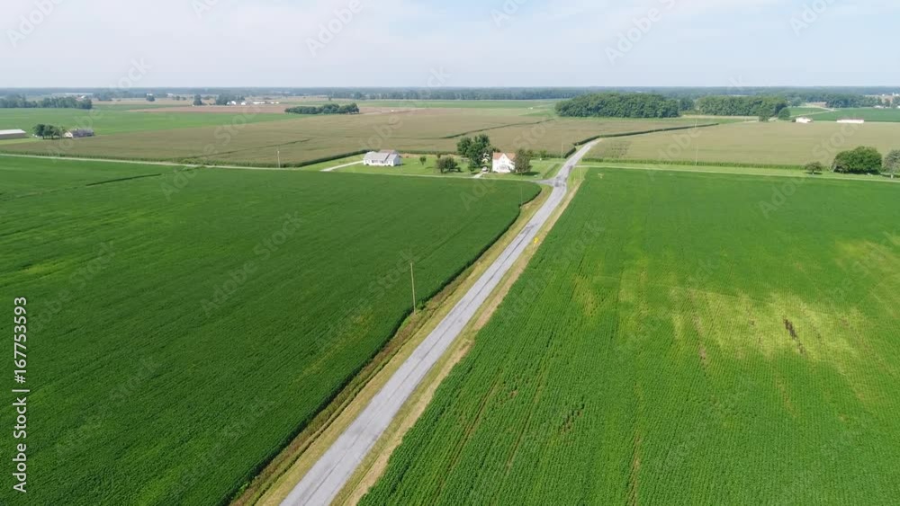 Aerial View Flying Over Corn and Soybean Fields and Farms Smyrna Delaware Aerial View Flying Over Corn and Soybean Fields and Farms Smyrna Delaware