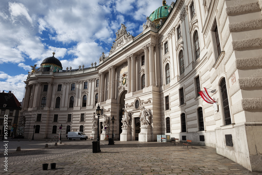 Austria, Vienna, Hofburg Palace, Michaelertrakt - St. Michael's Wing from Michaelerplatz - Saint Michael Square, city landmark