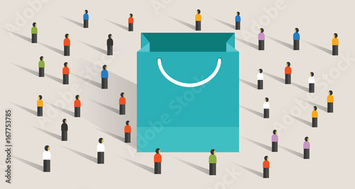 crowd shopping sale paper bag buy gift purchase marketing segmentation