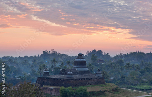 Famous ancient Htukkanthein stupa in Mrauk U Archaeological Zone, Myanmar photo