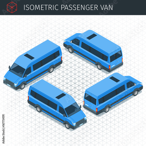 isometric minibus car