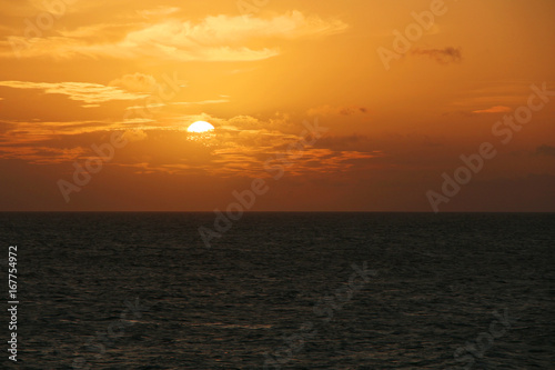 Beautiful bright sunset on the ocean