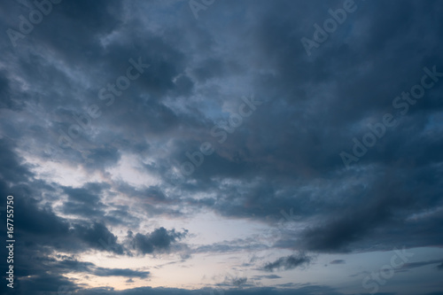 Dark cloud and blue sky storm background with cloudy before rain storms.