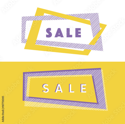 abstract simple geometry header with stripe pattern in frame shape. modern de...
