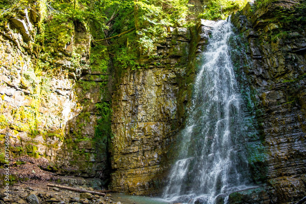 Photo of hight waterfall in Carpathian mountains Photo of hight waterfall in Carpathian mountains