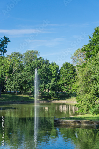 Pond with a beautiful fontaine at the Zwinger of Dresden, Germany, Europe