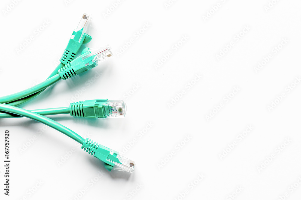 concept network internet cable on white background top view concept network internet cable on white background top view