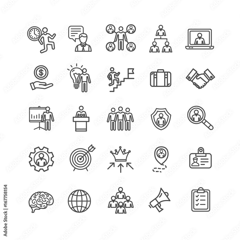 Management Business Black Thin Line Icon Set. Vector Management Business Black Thin Line Icon Set. Vector