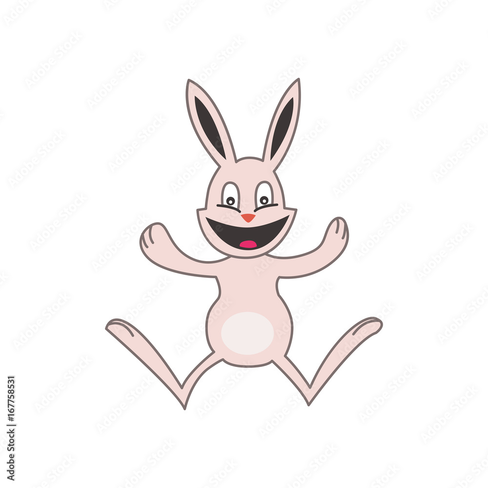 Cute pink bunny happy