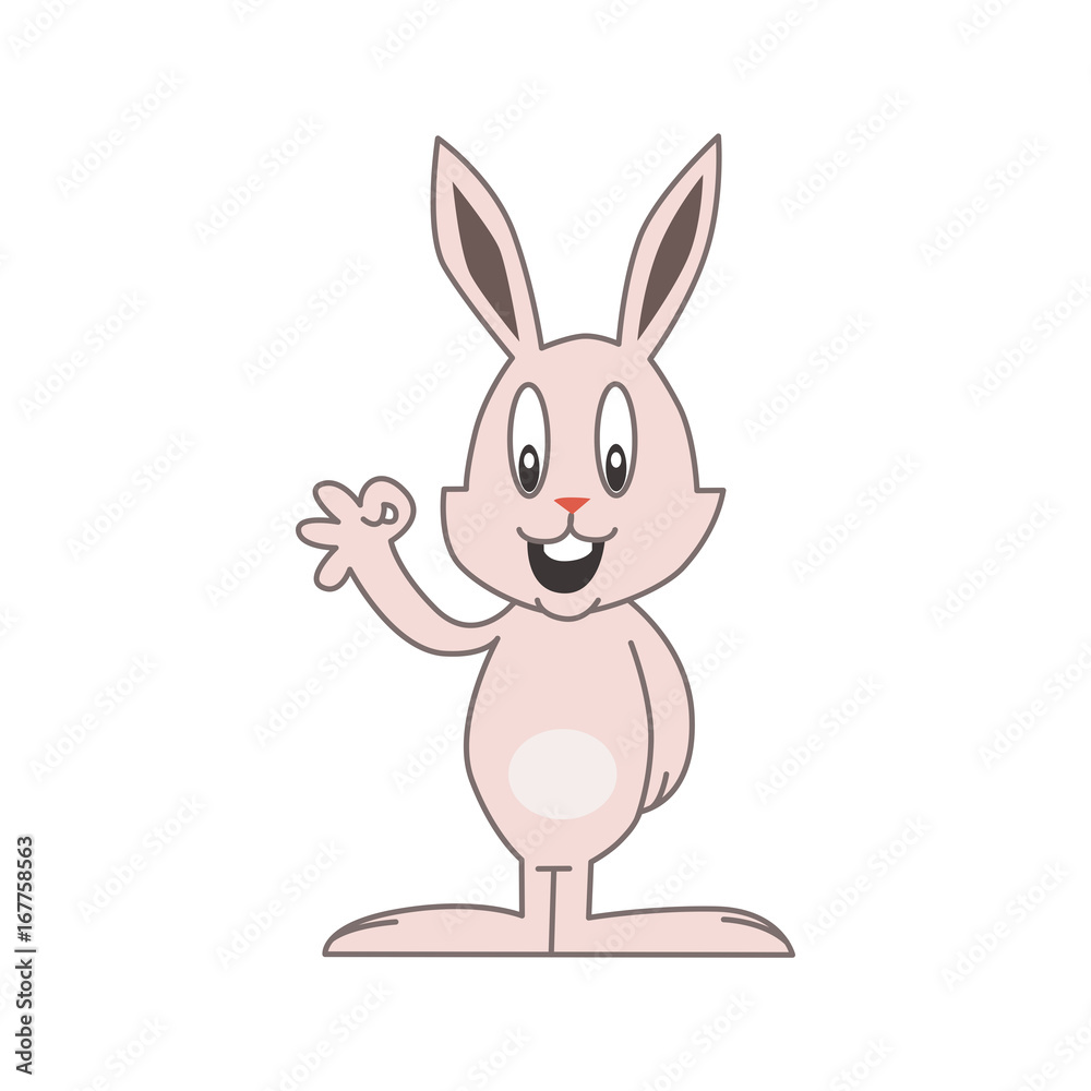Cute pink bunny showing ok sign Cute pink bunny showing ok sign