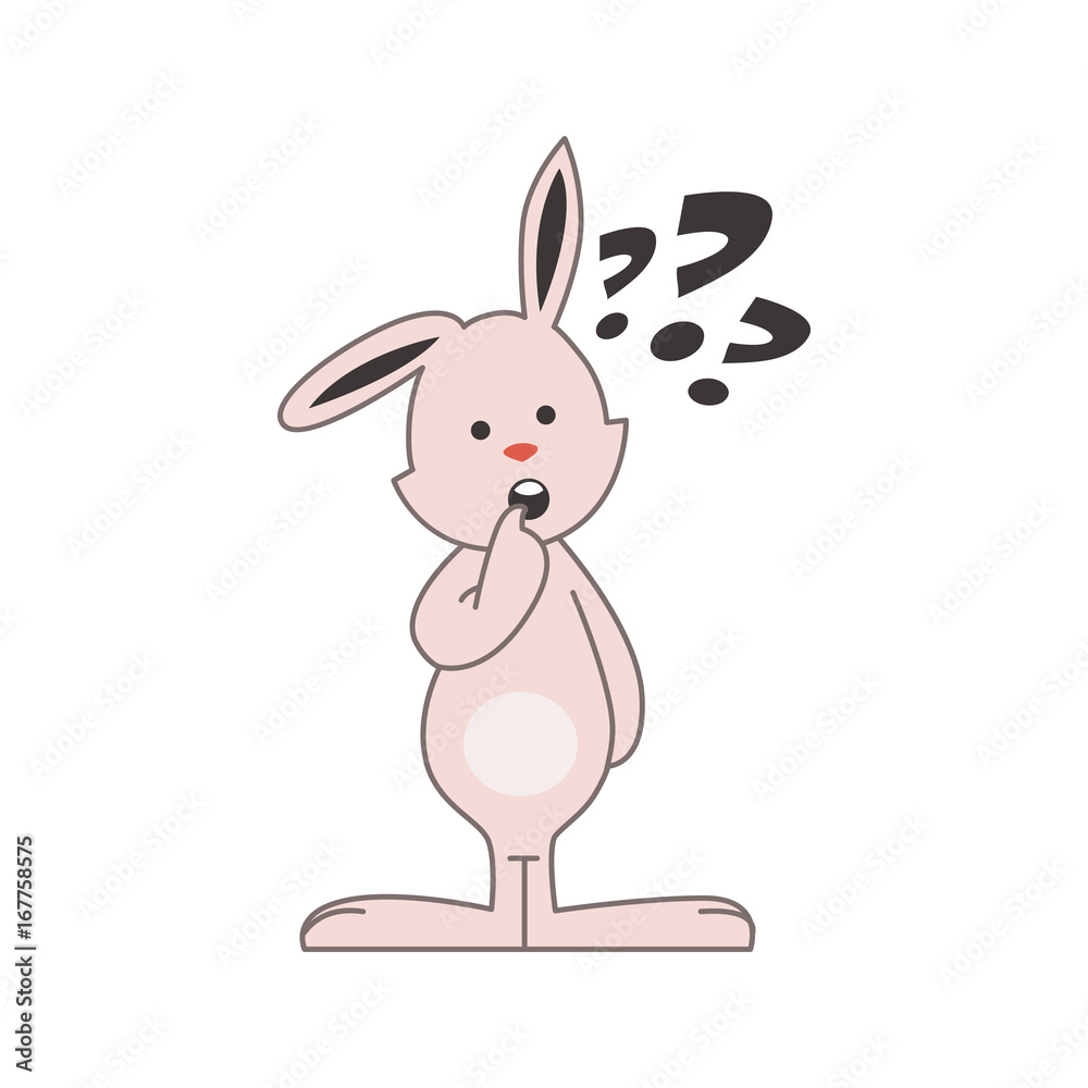 Cute pink bunny thinking Cute pink bunny thinking