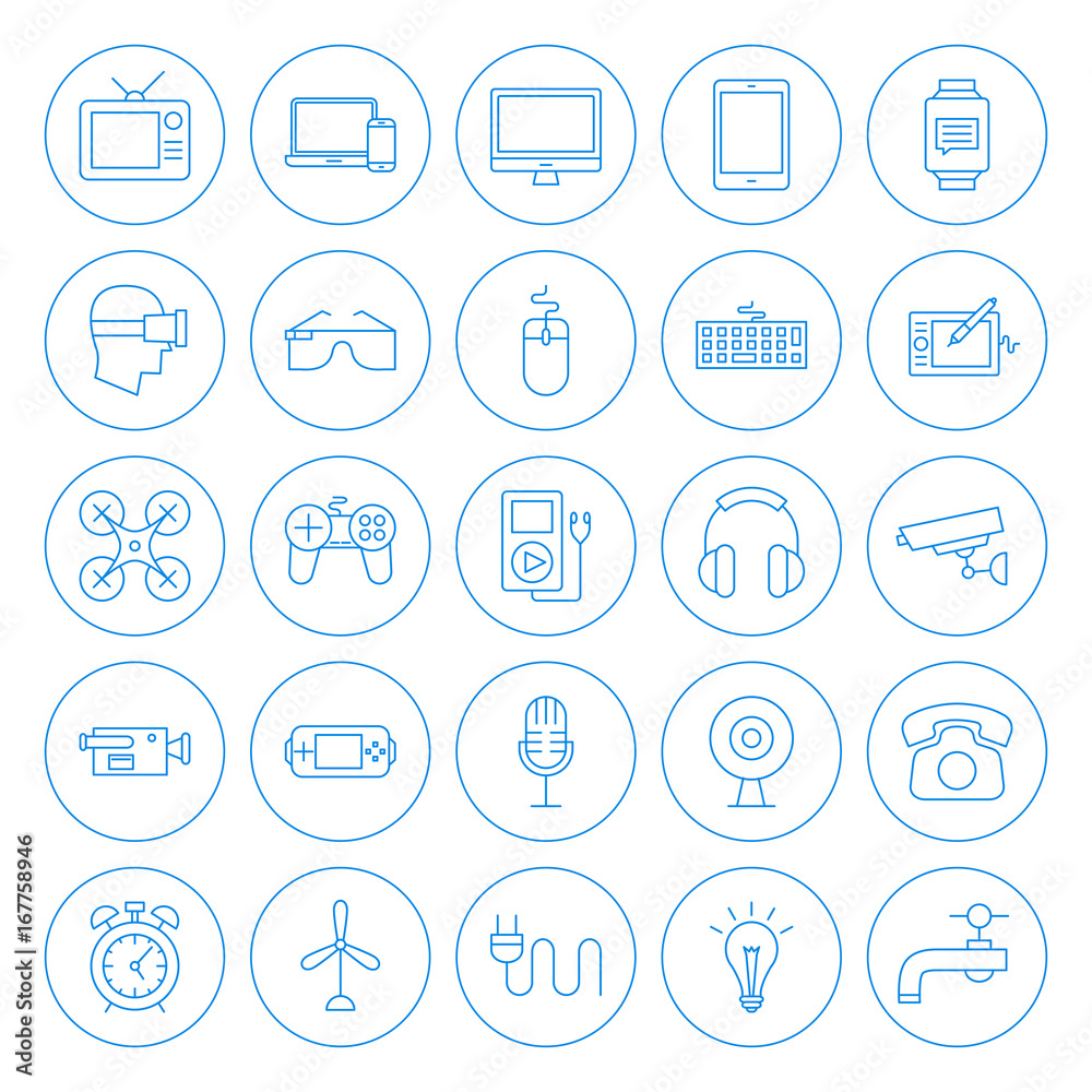 Line Circle Household Icons