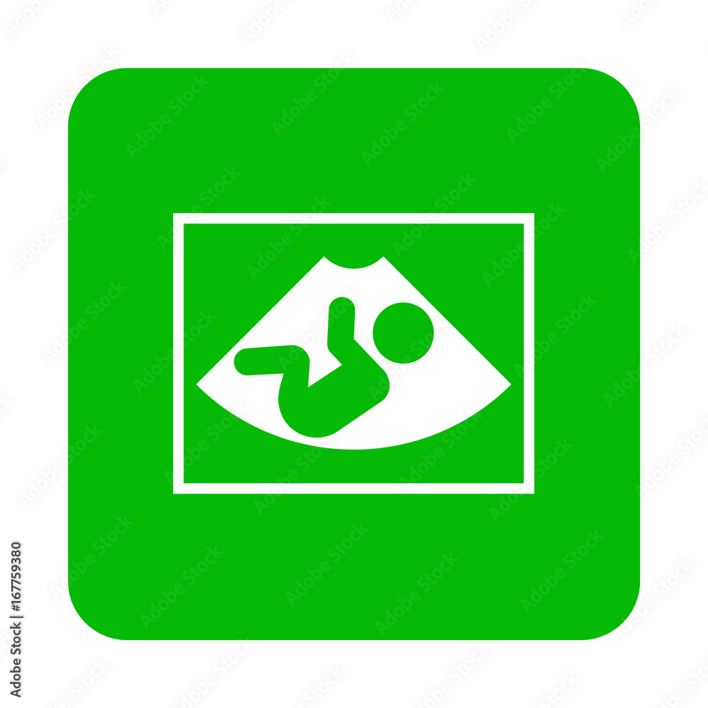 Icono plano ecografia en cuadrado verde ilustración de Stock | Adobe Stock