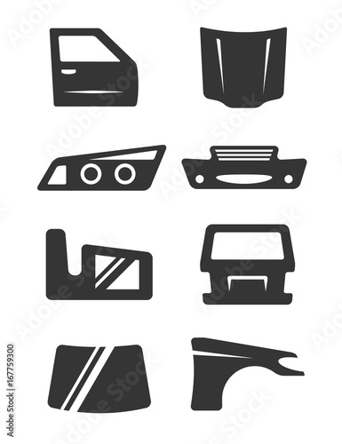 Car body parts icon set