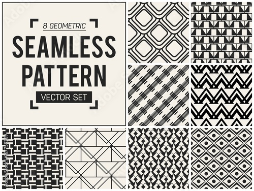 Abstract concept vector monochrome geometric pattern. Black and white minimal background. Creative illustration template. Seamless stylish texture. For wallpaper, surface, web design, textile, decor.