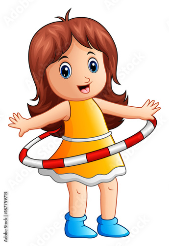 Little girl playing hulahoop