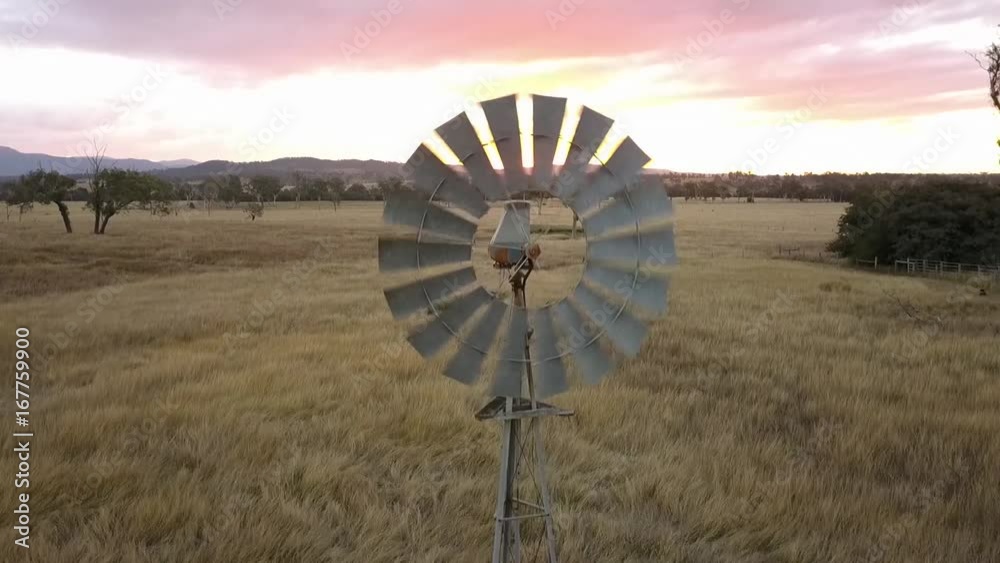 Windmill in the countryside of Queensland, Australia.