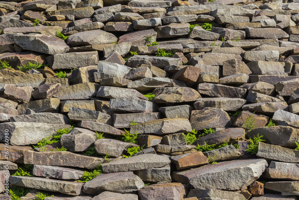 Wall with rough stones