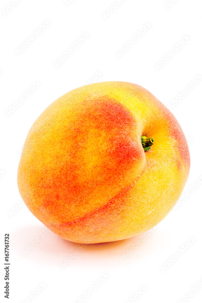 Isolated peach on a white background. Summer juicy fruit. Healthy food. Bright juicy colors. Isolated peach on a white background. Summer juicy fruit. Healthy food. Bright juicy colors.