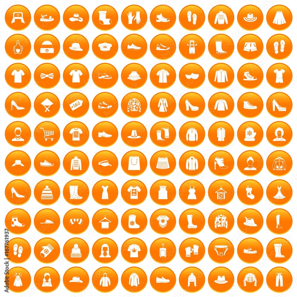100 rags icons set orange 100 rags icons set orange