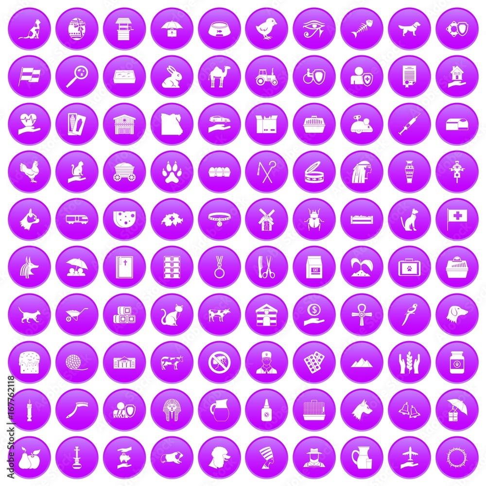 100 pets icons set purple 100 pets icons set purple