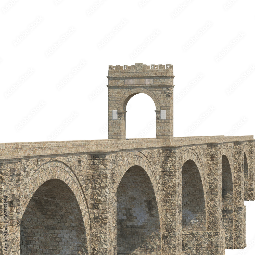 Alcantara Bridge on white. 3D illustration, clipping path