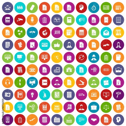 100 work paper icons set color