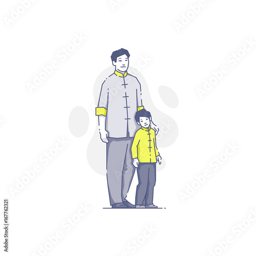 Asian father and son