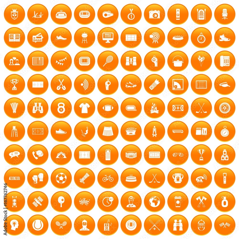 100 sport journalist icons set orange 100 sport journalist icons set orange