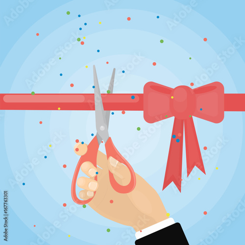 Scissors cut ribbon