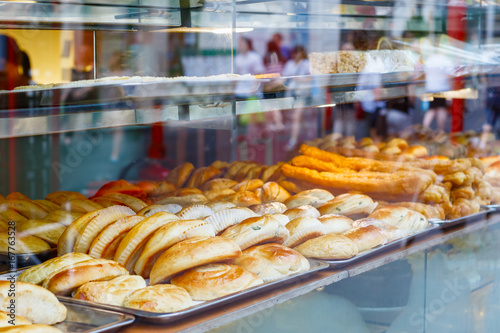 Photography Chinese buns and pastries on display in London Chinatown