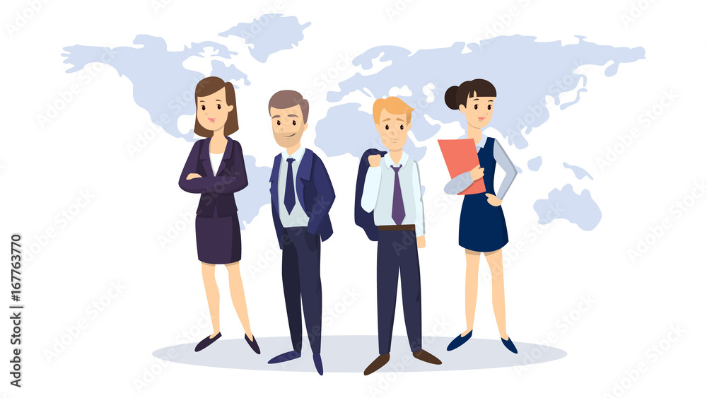 Business team with map. Business team with map.
