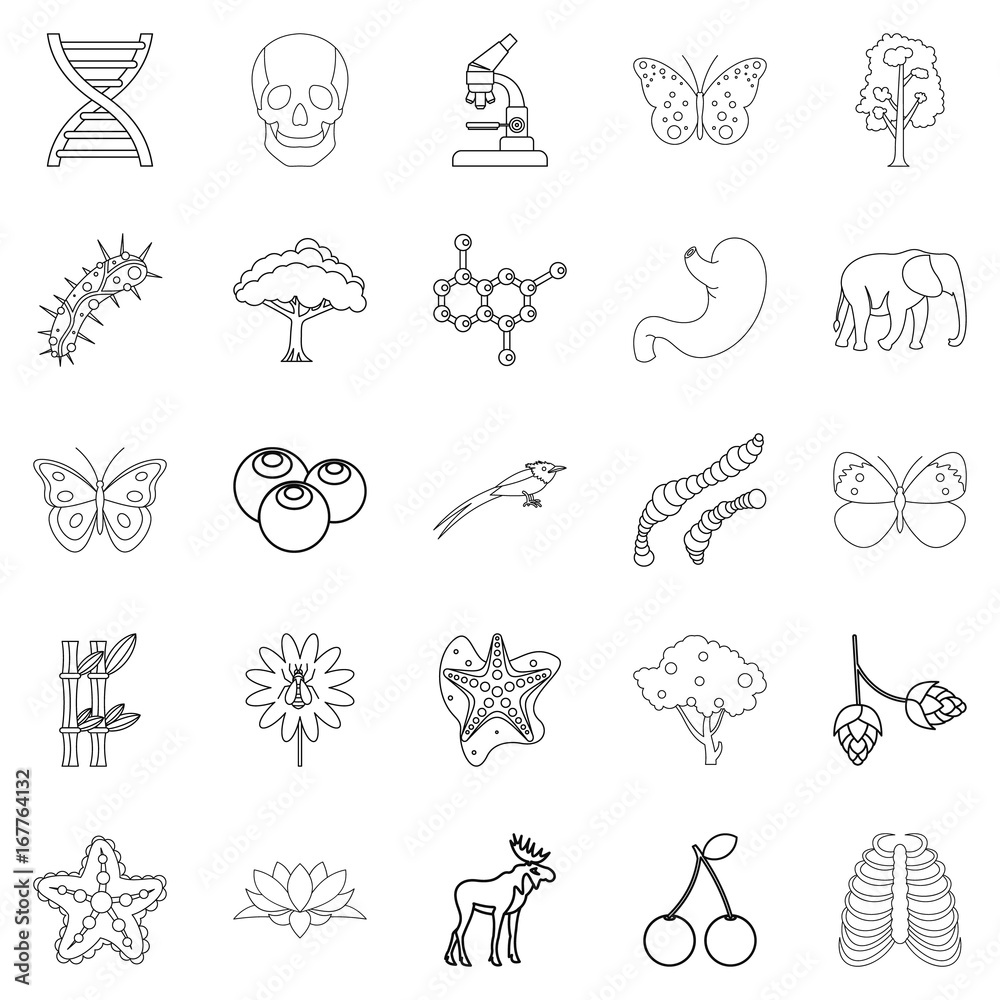Obraz premium Organic icons set, outline style