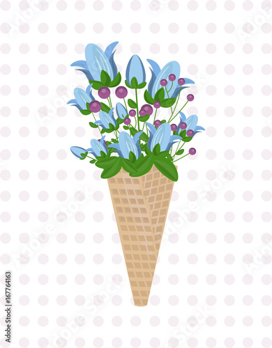 colorful floral cones template childhood style Vector illustrations