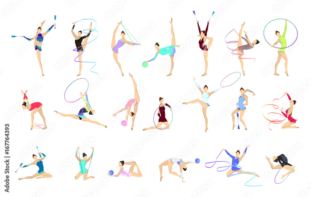 Gymnastics illustrations set.