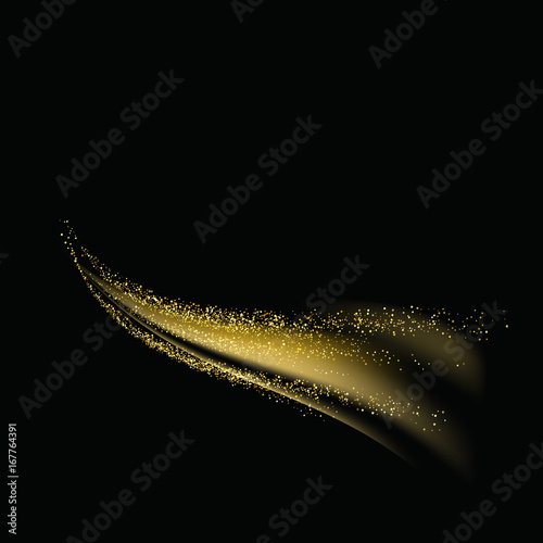 Gold glitter dust trail glittering particles