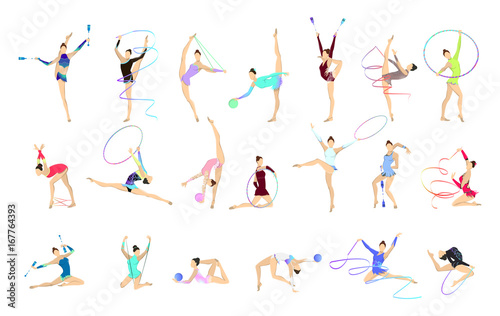 Gymnastics illustrations set.