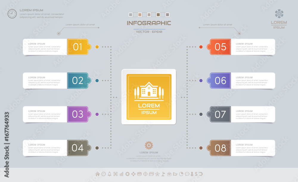 Fototapeta premium Infographics design template with icons, process diagram, vector eps10 illustration