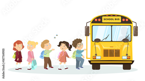 School bus and children.