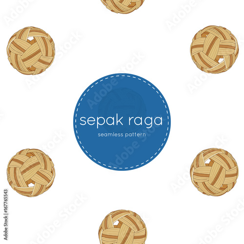 sepak raga ball, seamless pattern vector.