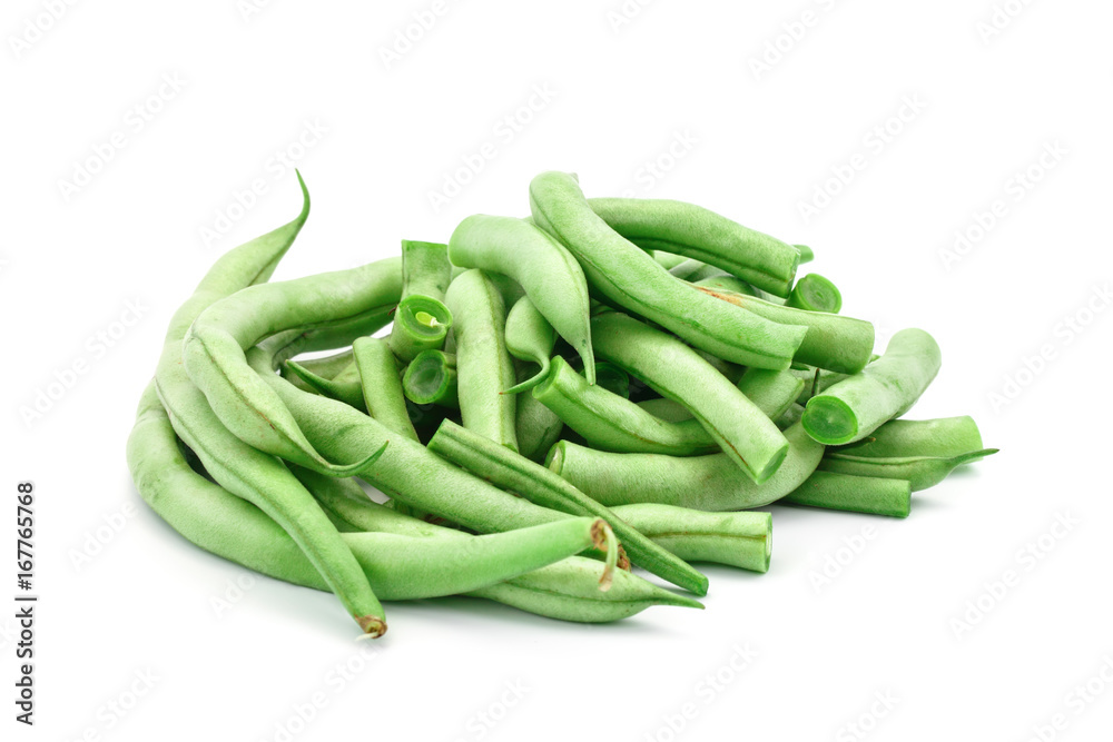 Fresh green beans on a white background. Fresh green beans on a white background.