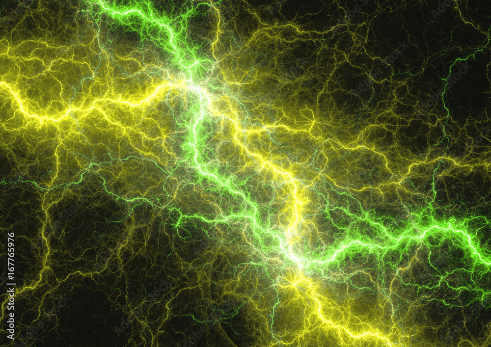 Green and yellow lightning, electrical background Stock Illustration |  Adobe Stock