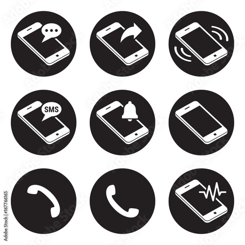 Phone in perspective icons set photo