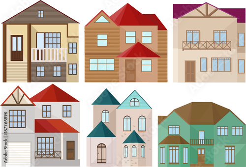 Set of different architecture facade buildings Vector