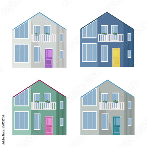 Set collection of different styled architecture facade buildings vector