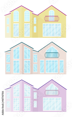 Set collection of different architecture glass facade buildings vector